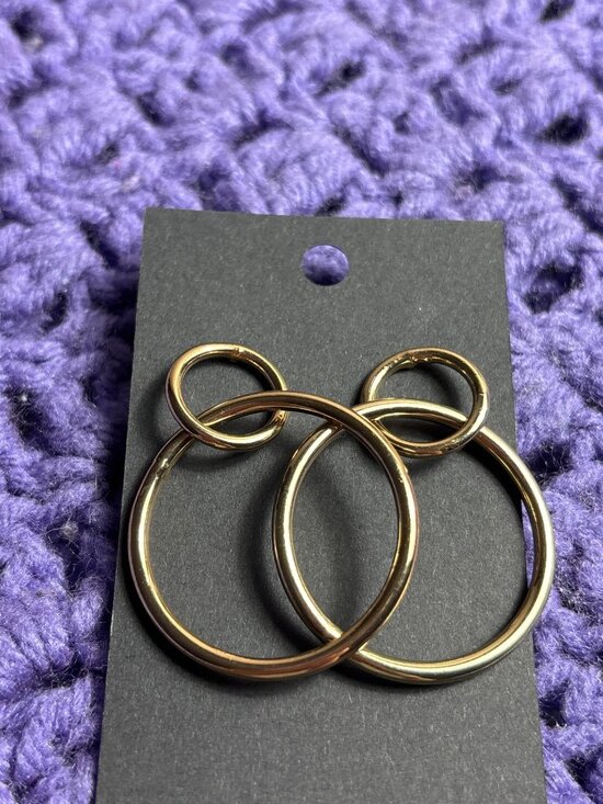 Jewelry - Goldtone Double Circle Dangle Hoop Earrings 1 5/8 inches